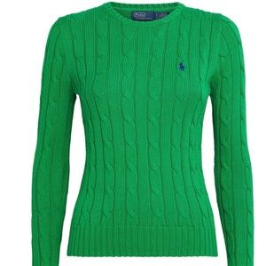 Ralph Lauren boys Vibrant Green Cable Sweater XL-18-20 fits woman small/medium